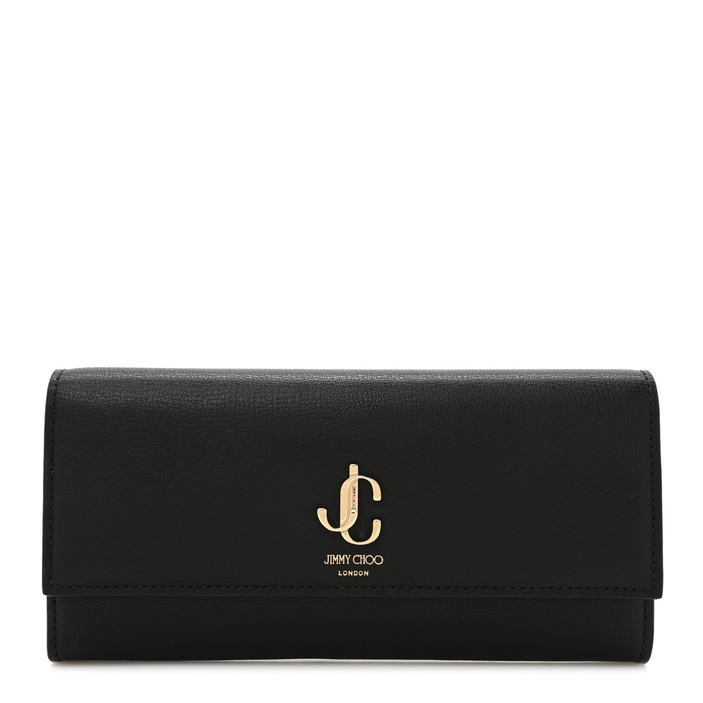 Grainy Calfskin Martina Continental Wallet Black