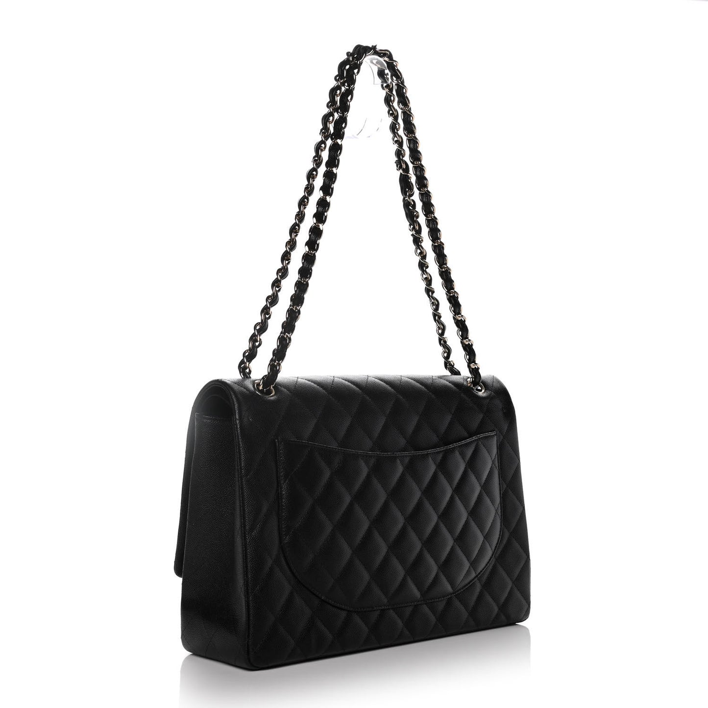 Caviar Quilted Maxi Double Flap Black