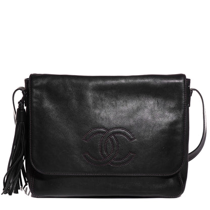 Chanel Lambskin CC Tassel Shoulder Flap Bag Black 1 of 7