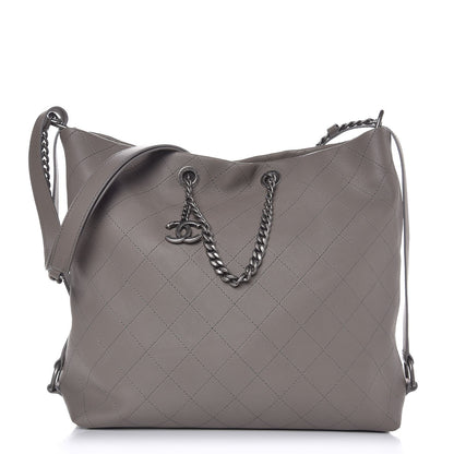 Chanel Calfskin Stitched Large Hobo Grey 1 of 9