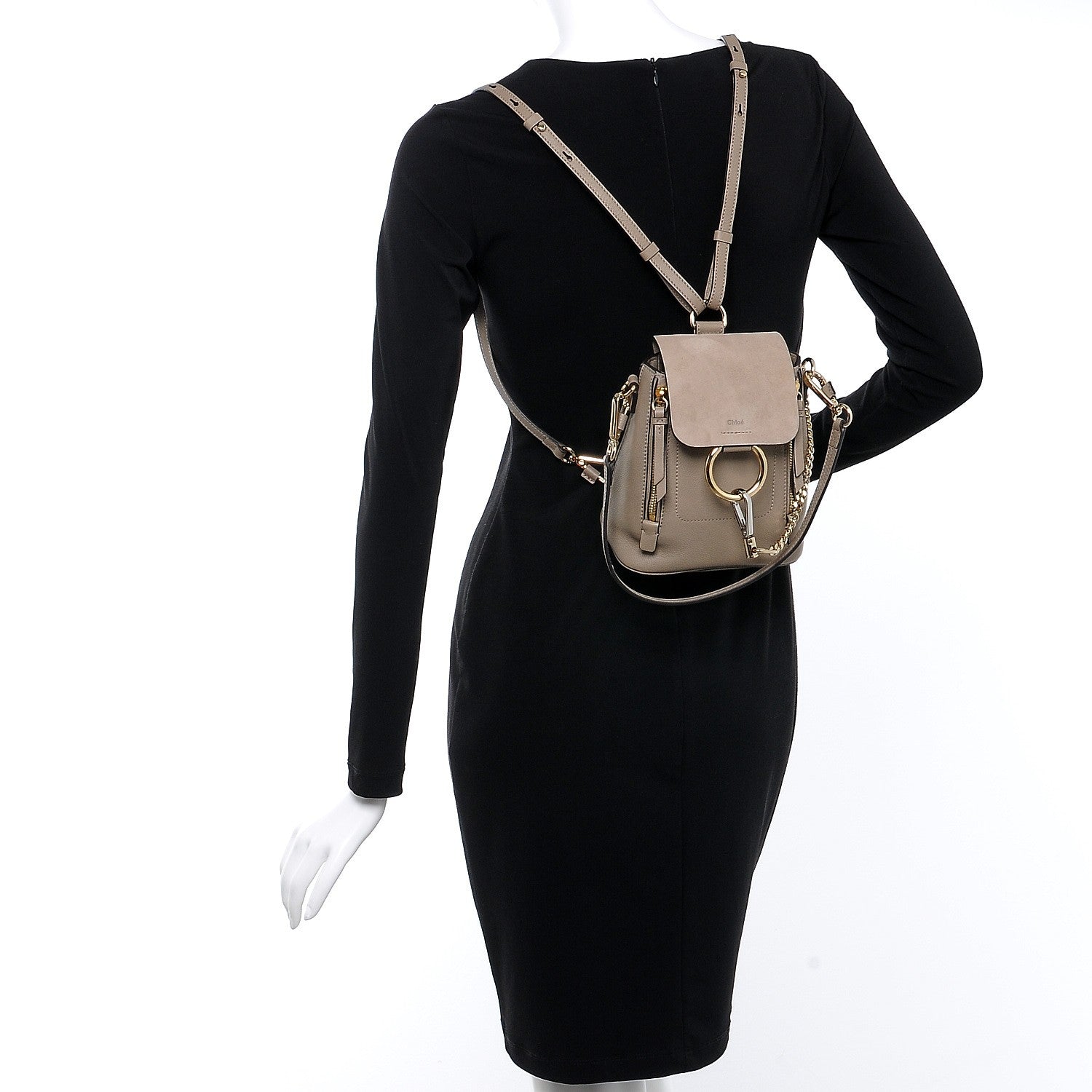 Chloe Suede Calfskin Mini Faye Backpack Motty Grey 2 of 7