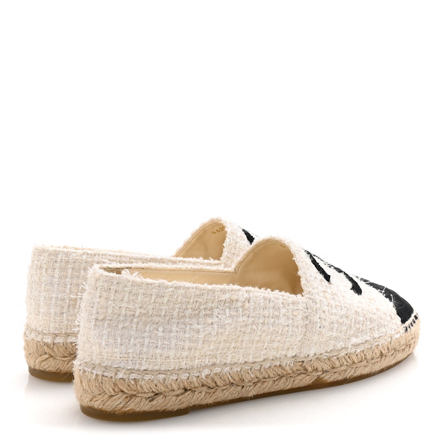 Tweed Grosgrain CC Espadrilles 39 White Black
