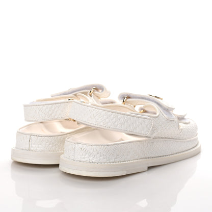 Chanel Calfskin Printed Velcro Dad Sandals 36.5 White 4 of 12