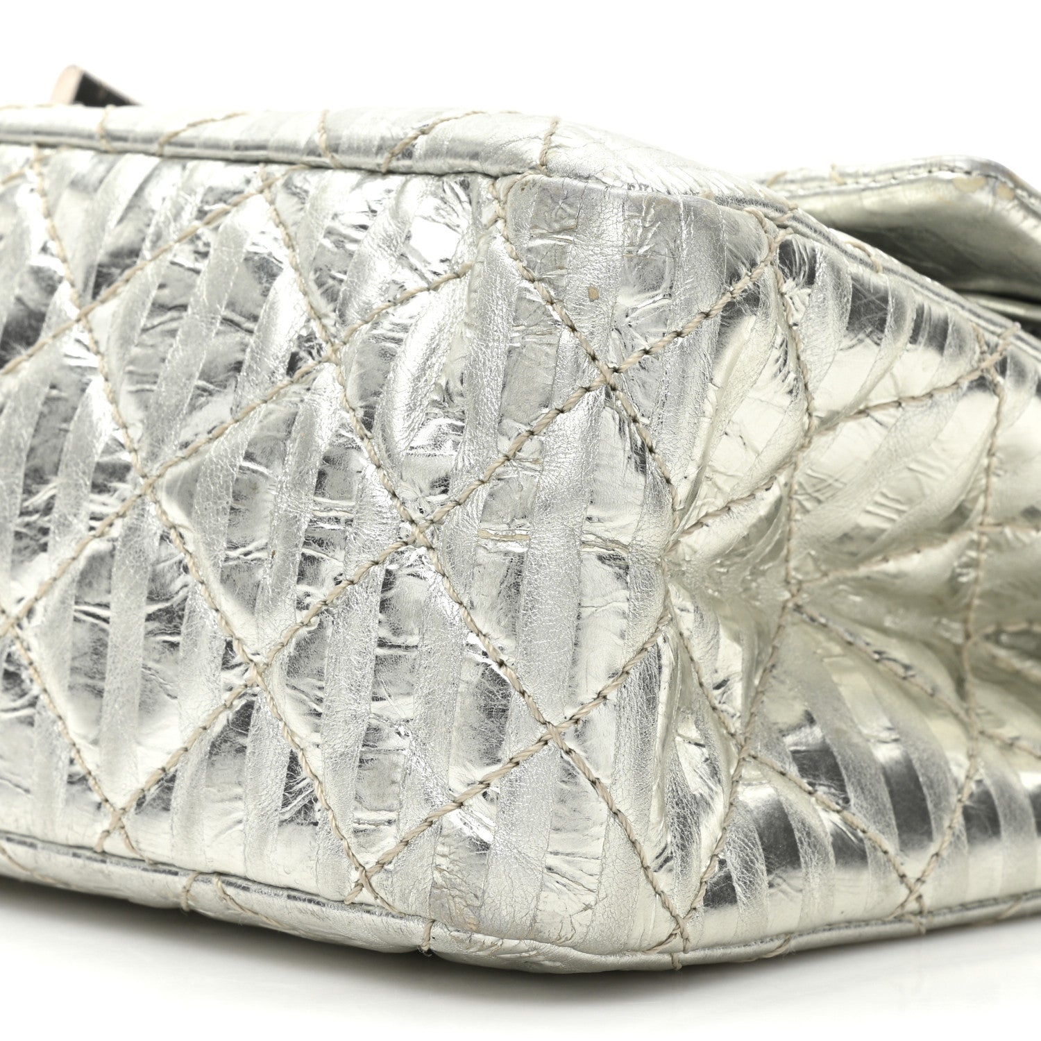 Chanel Metallic Calfskin Striped 2.55 Reissue 227 Silver 9 of 18