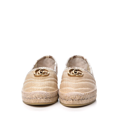 Gucci Straw Elaphe Matelasse GG Marmont Espadrilles 38 Natural Cream Brown 3 of 11