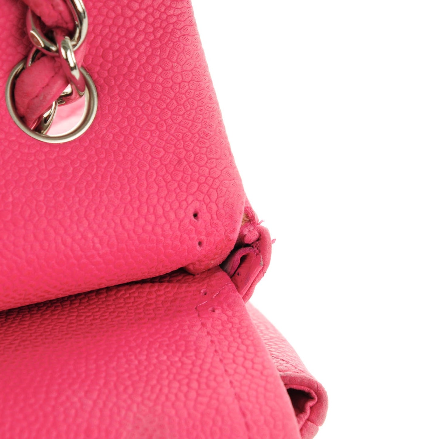 Iridescent Caviar Quilted Jumbo Double Flap Pink