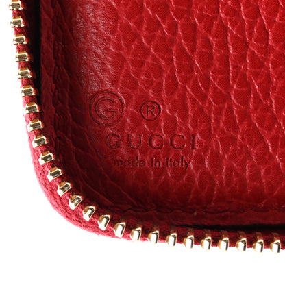 Gucci Monogram Dollar Calfskin Zip Around Compact Wallet Beige Ebony Rosso 6 of 14