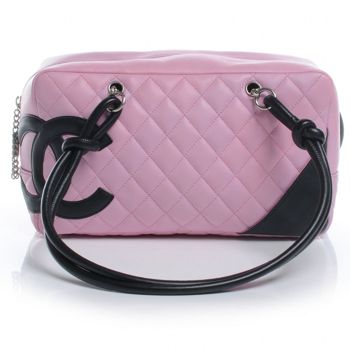 Calfskin Quilted Large Cambon Bowler Pink Black