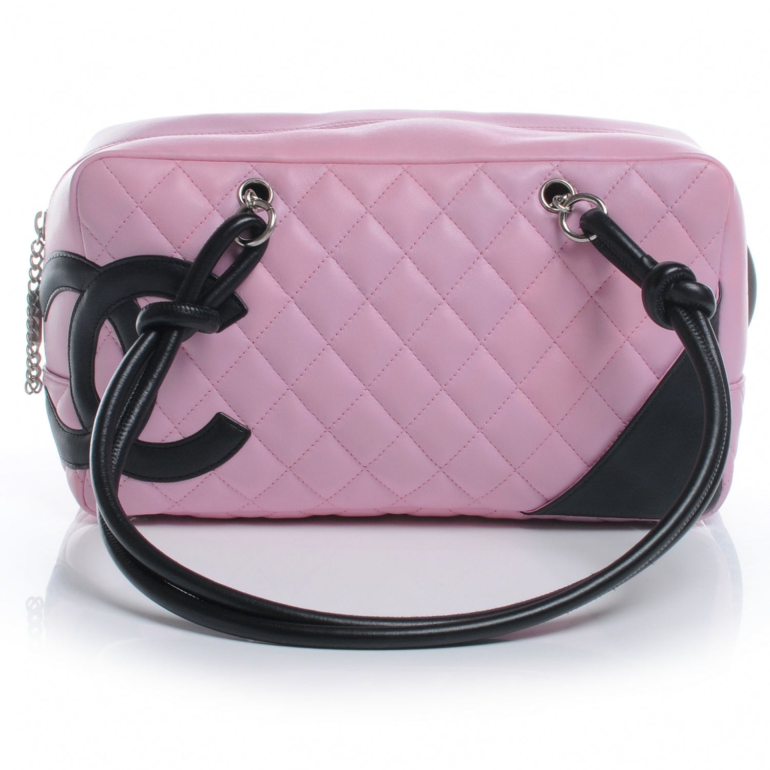 Chanel Calfskin Quilted Large Cambon Bowler Pink Black 1 of 7
