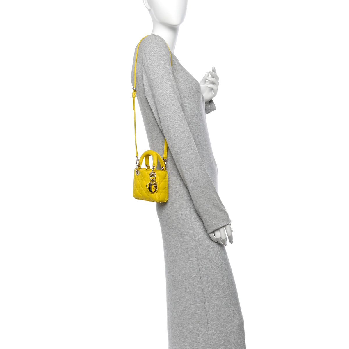 Lambskin Cannage Micro Lady Dior Yellow