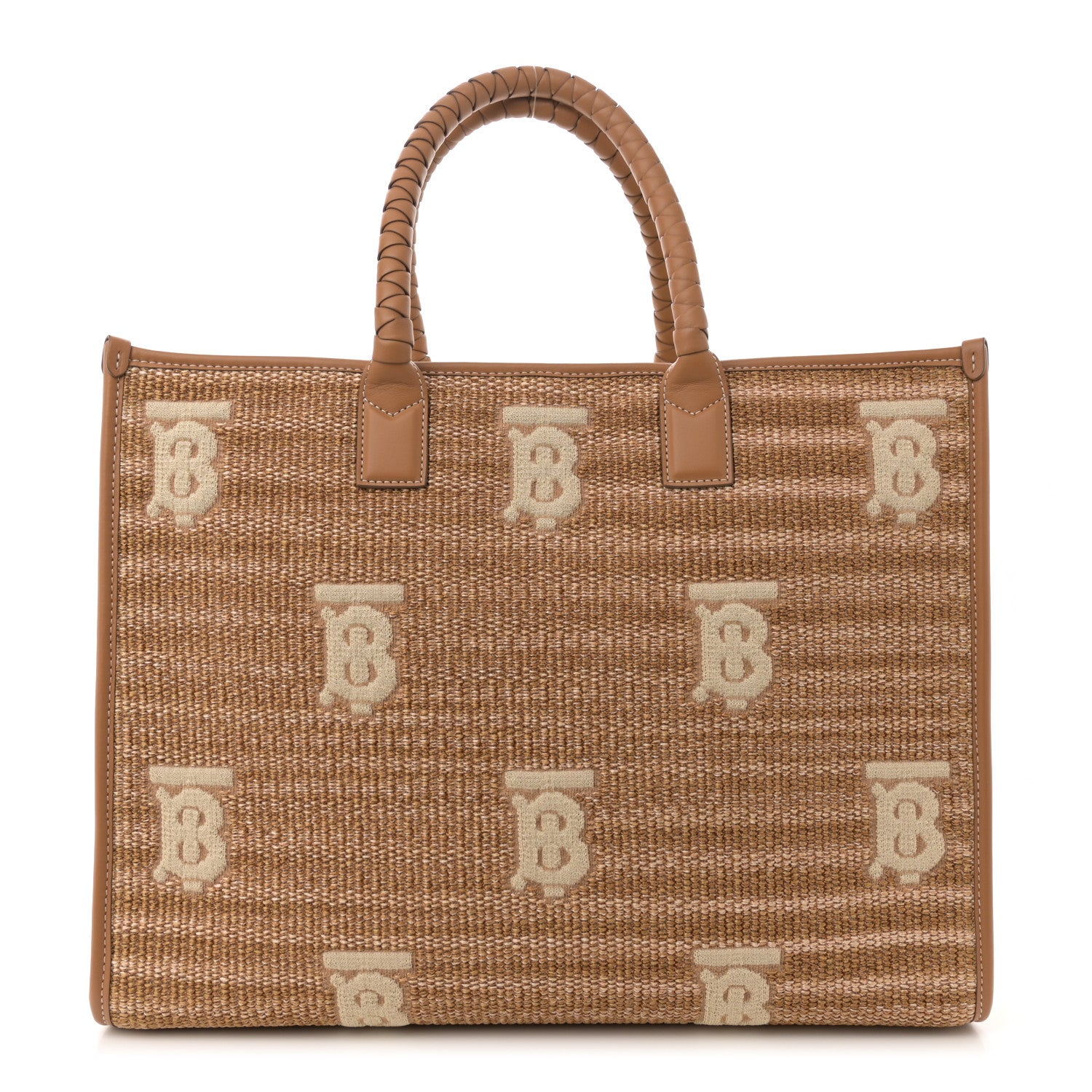 Burberry Raffia Calfskin Medium Freya Tote Natural 1 of 10