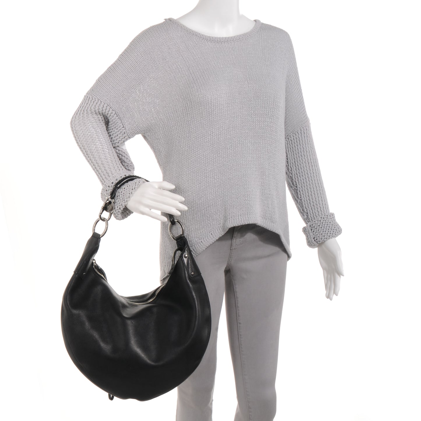 Leather Moon Hobo Black