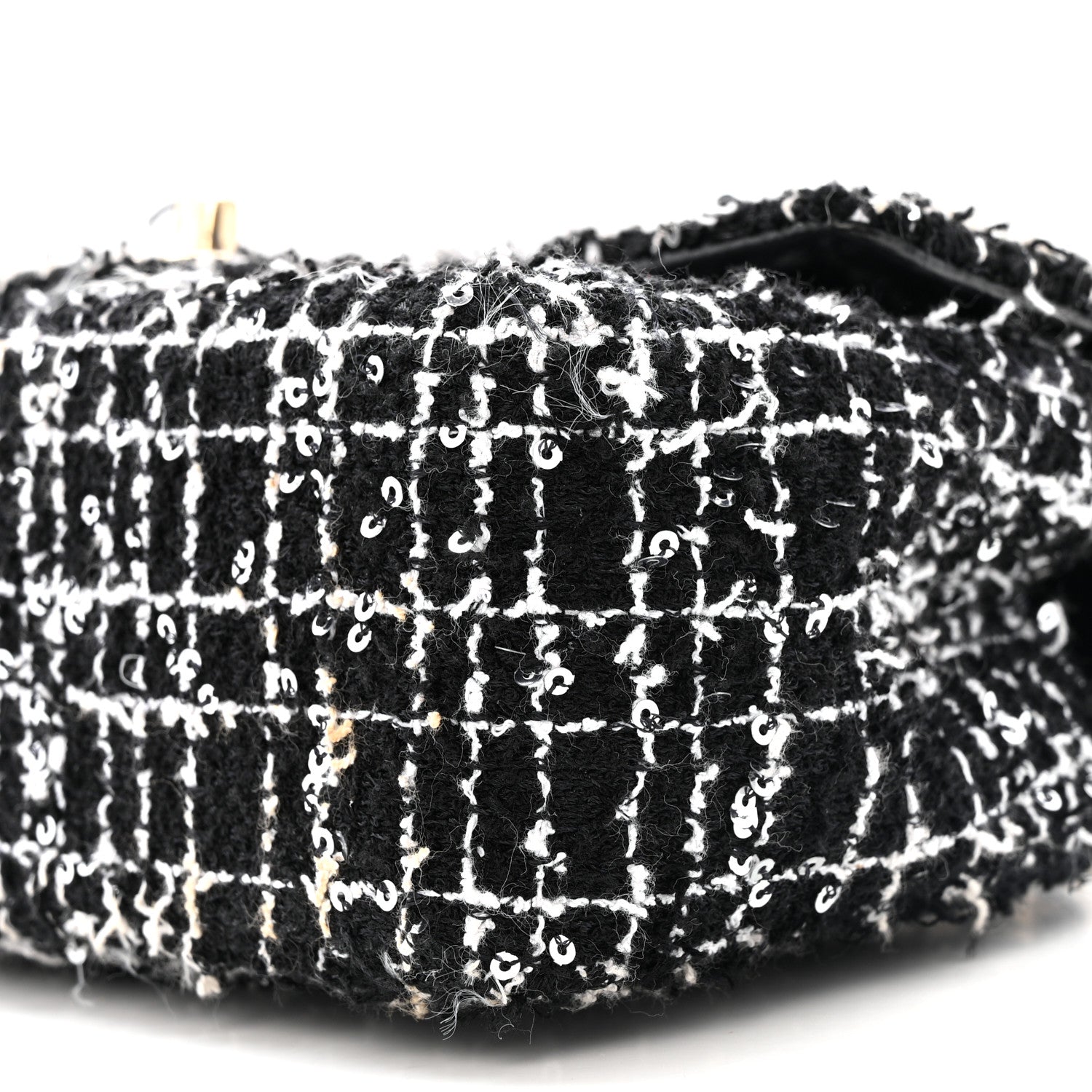 Chanel Tweed Quilted Mini Top Handle Rectangular Flap Black White 10 of 16