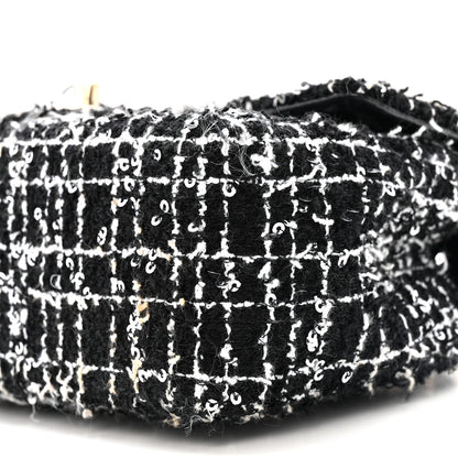 Chanel Tweed Quilted Mini Top Handle Rectangular Flap Black White 10 of 16