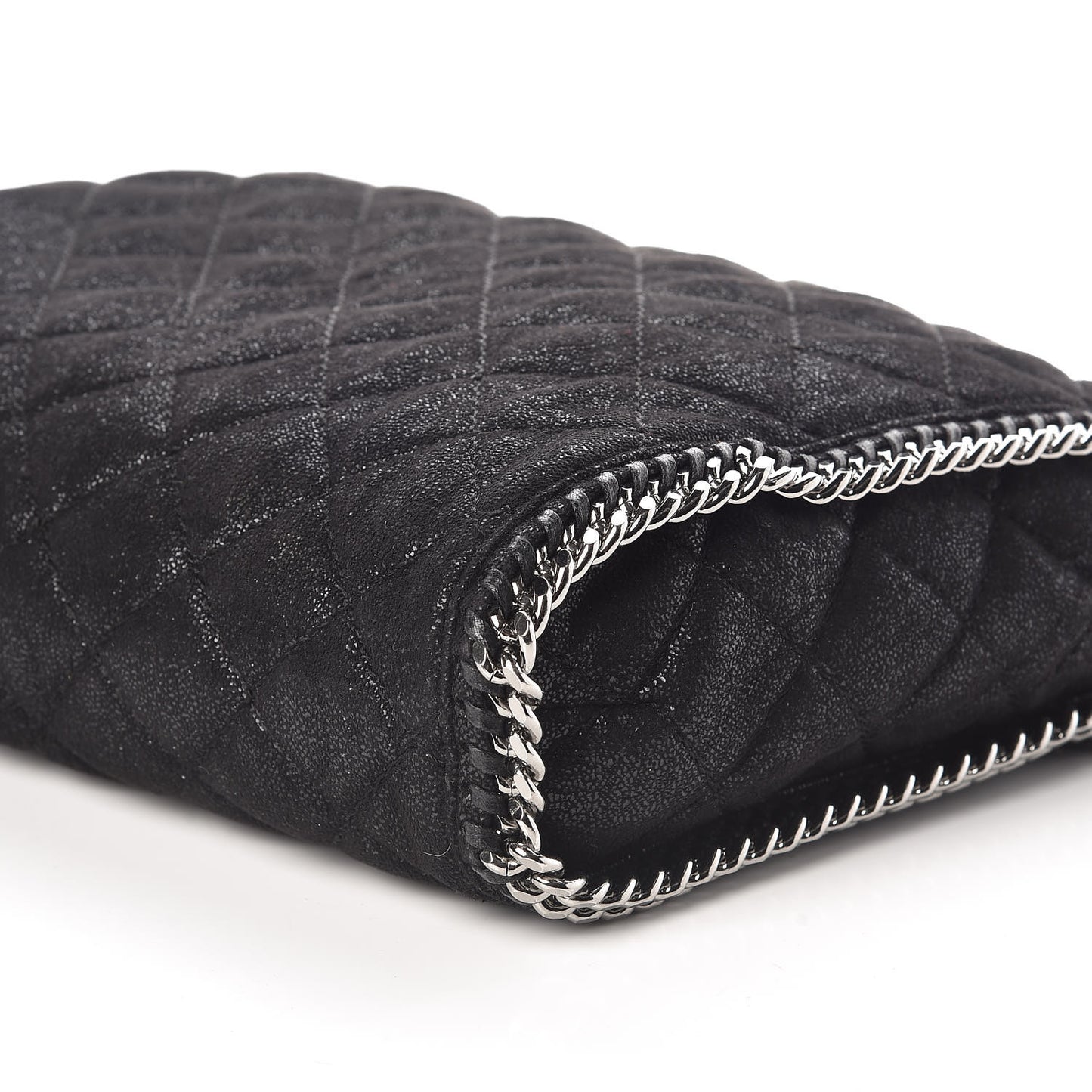 Shaggy Deer Quilted Falabella Fold Over Tote Black