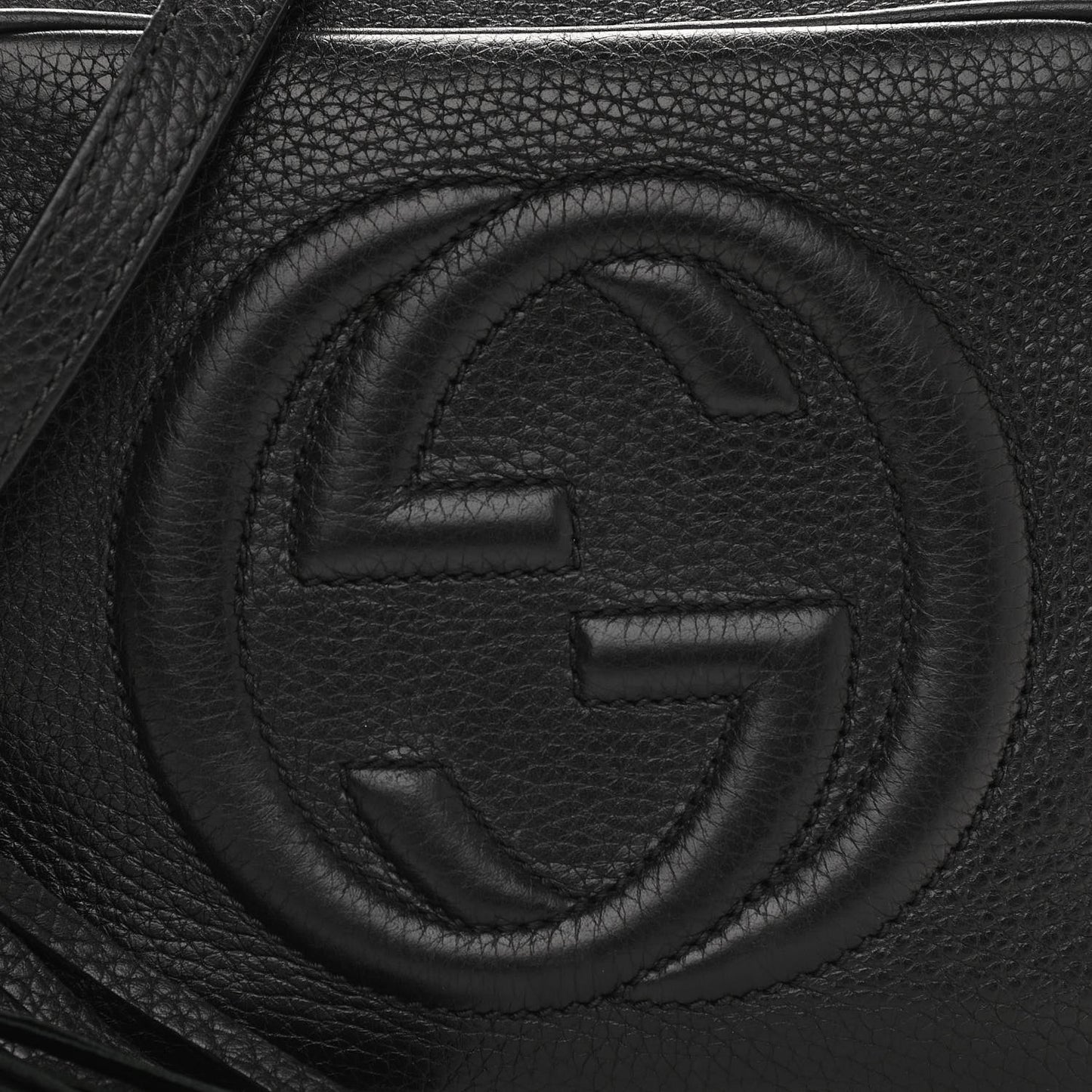 Pebbled Calfskin Small Soho Disco Bag Black
