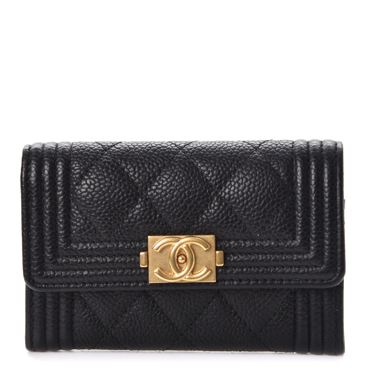 Chanel Caviar Quilted Boy Flap Card Holder Black 1 of 9
