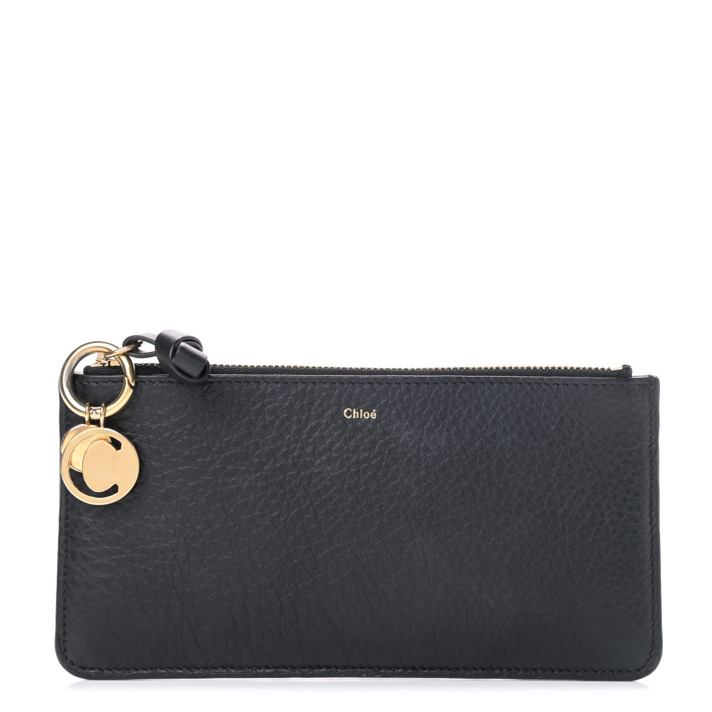 Calfskin Alphabet Long Zipped Wallet Black