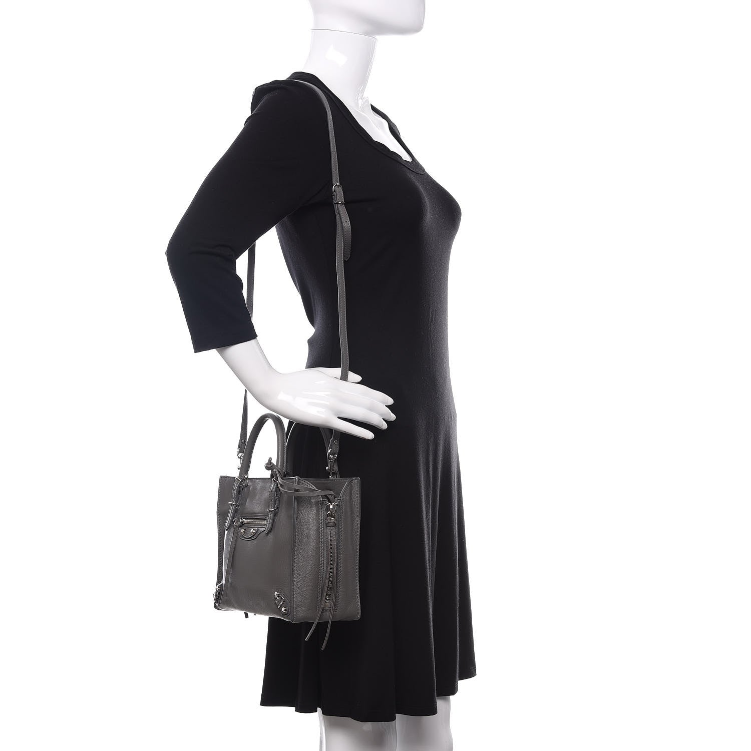 Balenciaga Calfskin Papier Mini A4 Zip Around Tote Gris Metal 2 of 10