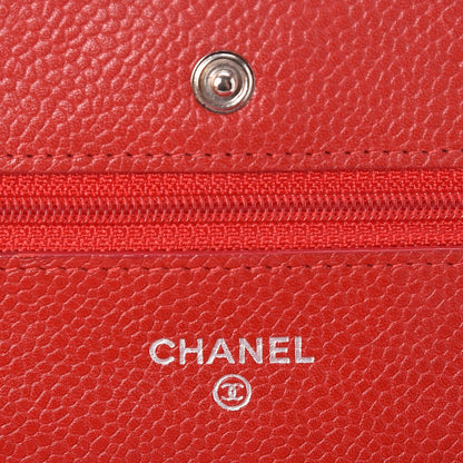 Chanel Caviar Quilted Wallet on Chain WOC Red 6 of 9