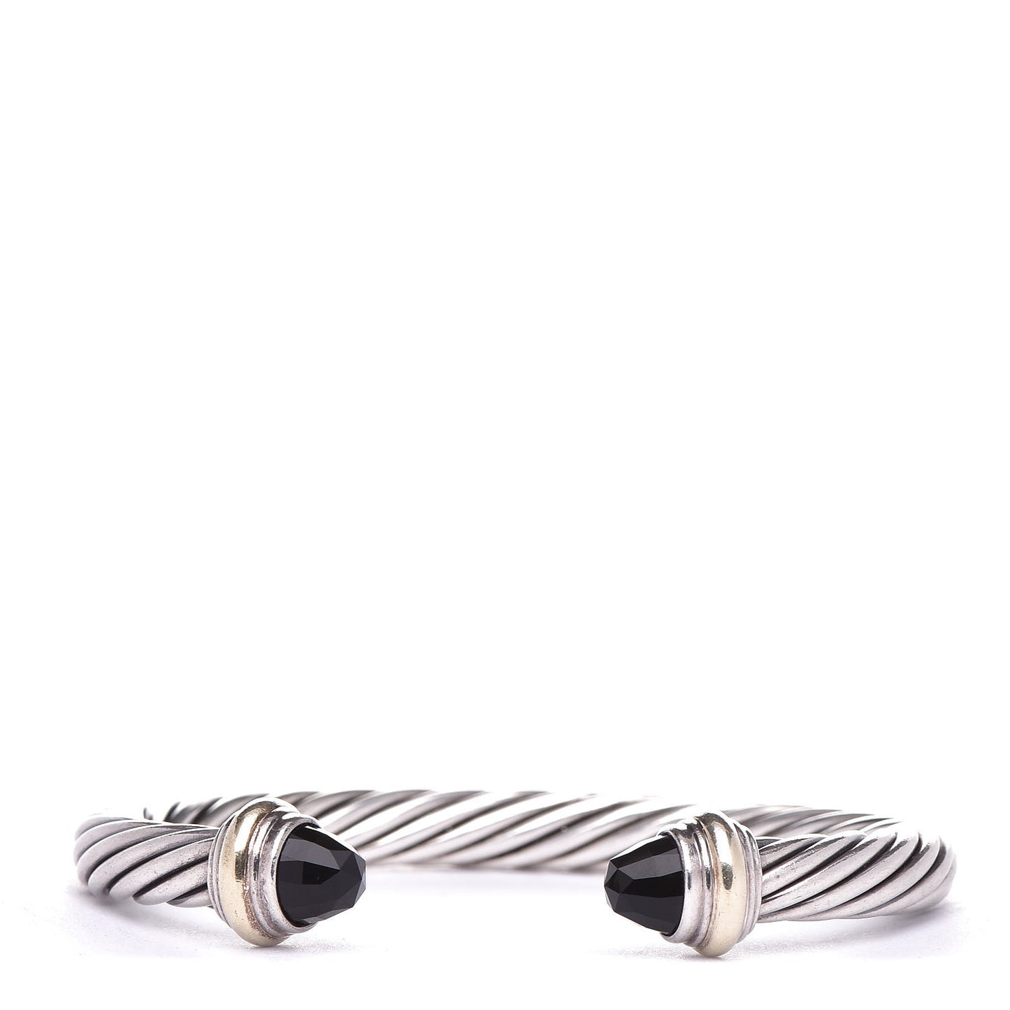 Sterling Silver 14K Yellow Gold Black Onyx 7mm Cable Classics Bracelet