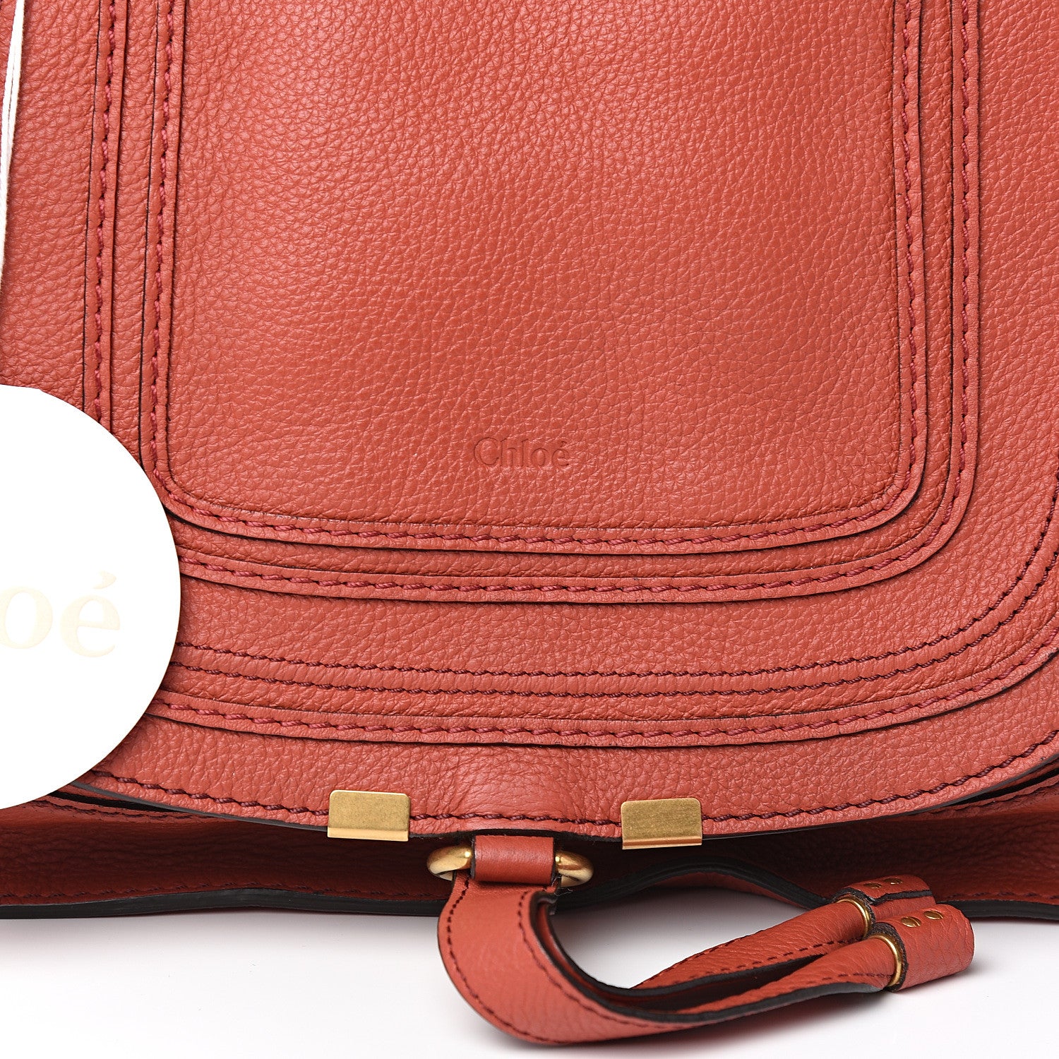 Chloe Calfskin Medium Marcie Satchel Terracotta Red 9 of 9