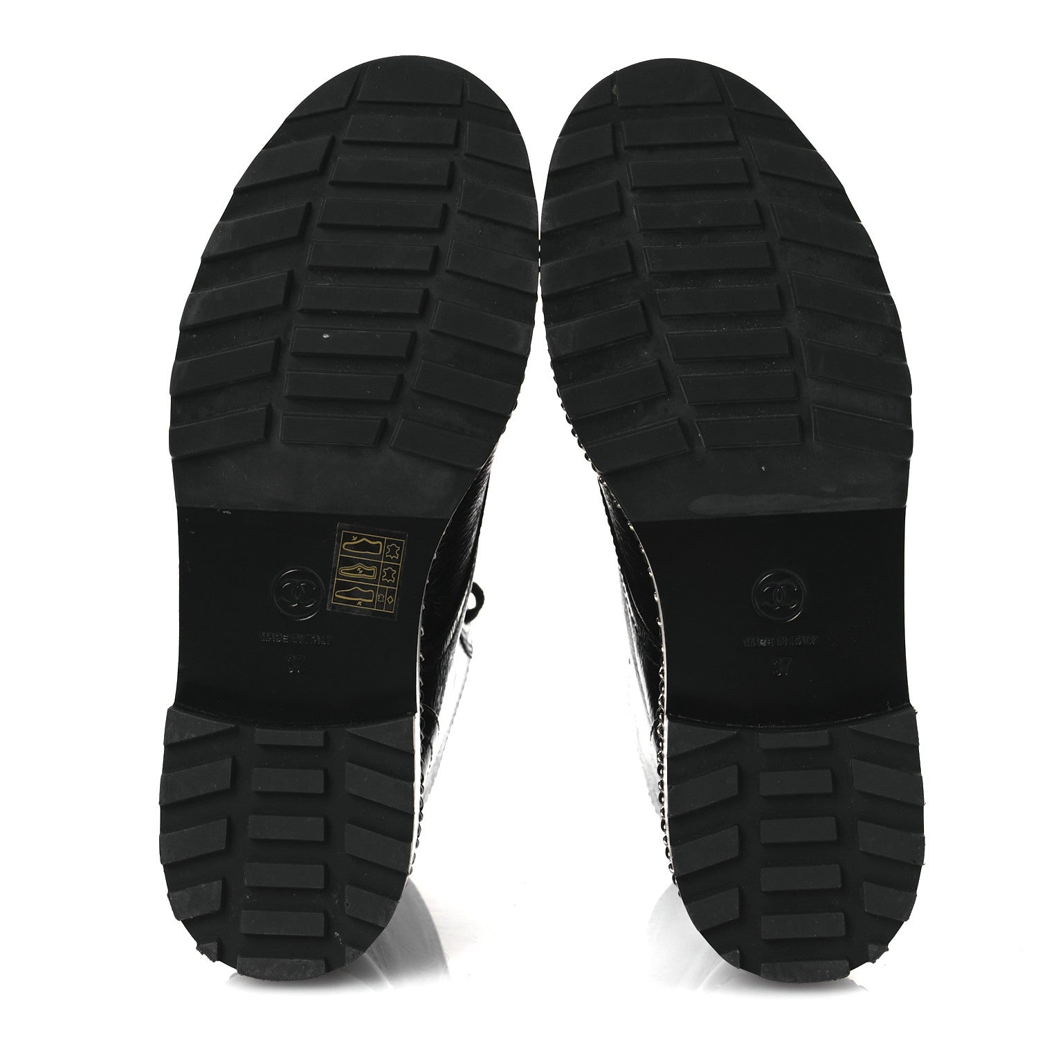 Chanel Crackled Calfskin Velvet Pearl Combat Short Boots 37 Black 9 of 11