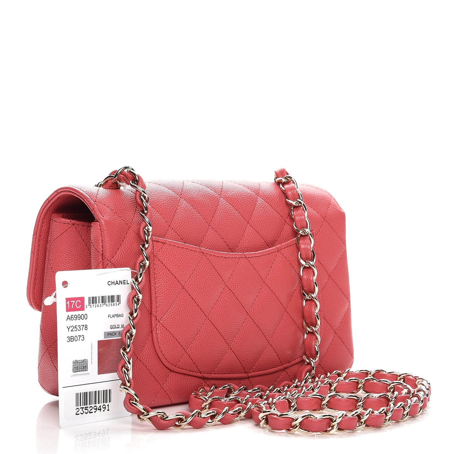 Caviar Quilted Mini Rectangular Flap Dark Pink