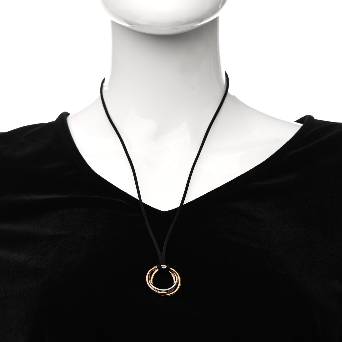 18K Pink Yellow White Gold Diamond Trinity Cord Necklace