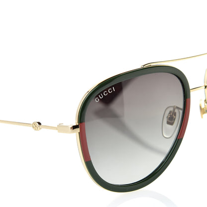 Gucci Web Aviator Sunglasses GG0062S Green Red 7 of 8