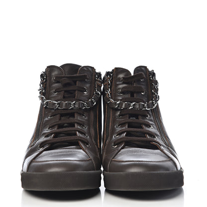 Chanel Calfskin Mens Zipped Sneakers 43 Brown 2 of 10
