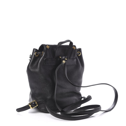 MCM Grained Calfskin Studded Drawstring Backpack Black 2 of 8