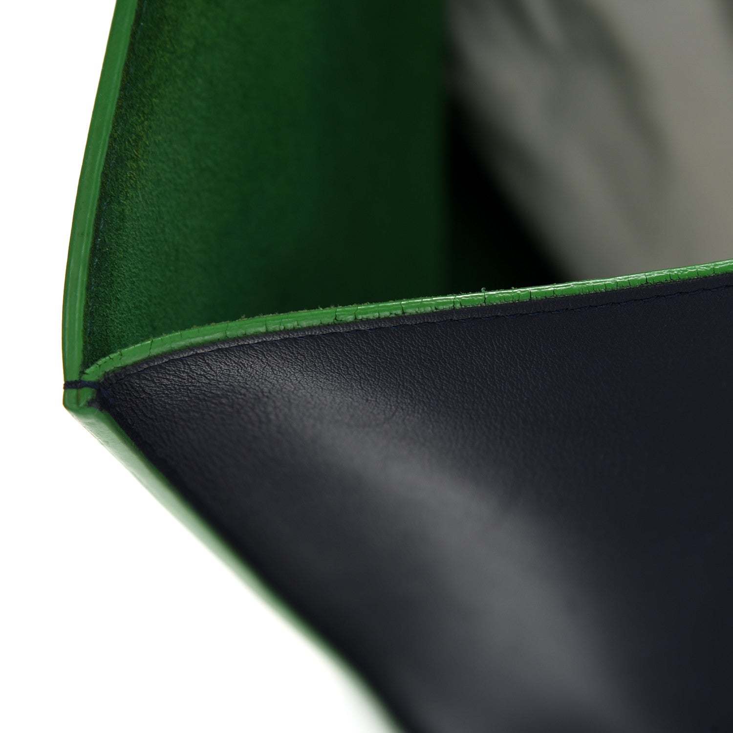 Celine Supple Calfskin Medium Phantom Luggage Navy Blue Green Trim 10 of 14