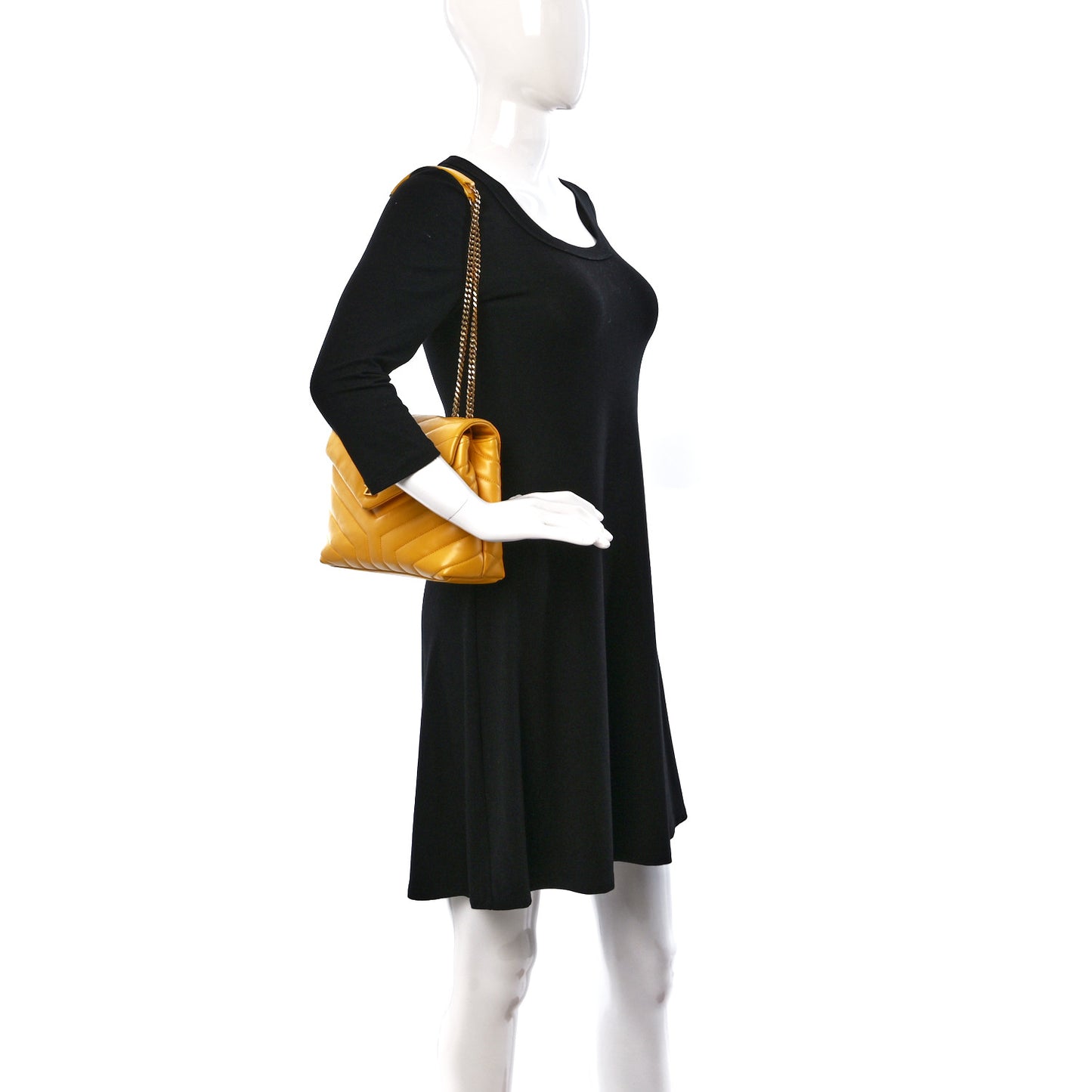 Calfskin Y Quilted Monogram Small Loulou Chain Satchel Sunflower