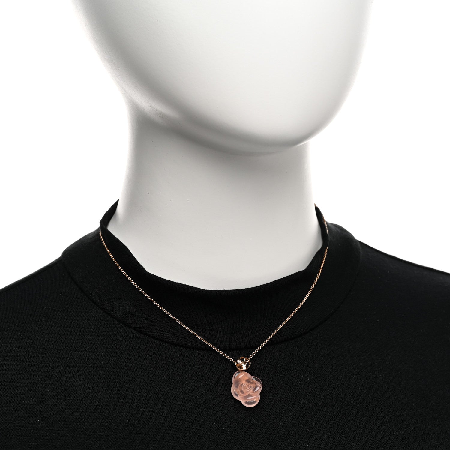 Christian Dior 18K Rose Gold Diamond Rose Quartz Pre Catelan Pendant Necklace 2 of 6