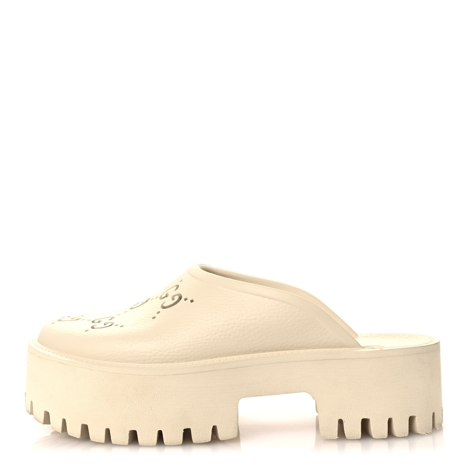 Gucci Rubber Monogram GG Go Through Platform Slide Clogs 38 Mystic White 1 of 12