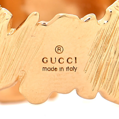 Gucci Textured Metal Crystal Interlocking G Ring M Gold Red 4 of 7