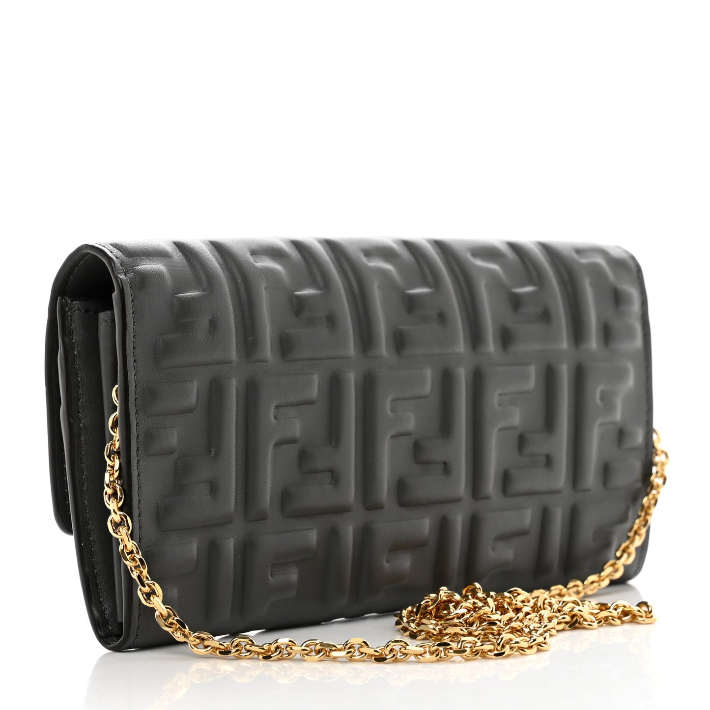 Nappa FF Embossed Continental Wallet On Chain Anthracite