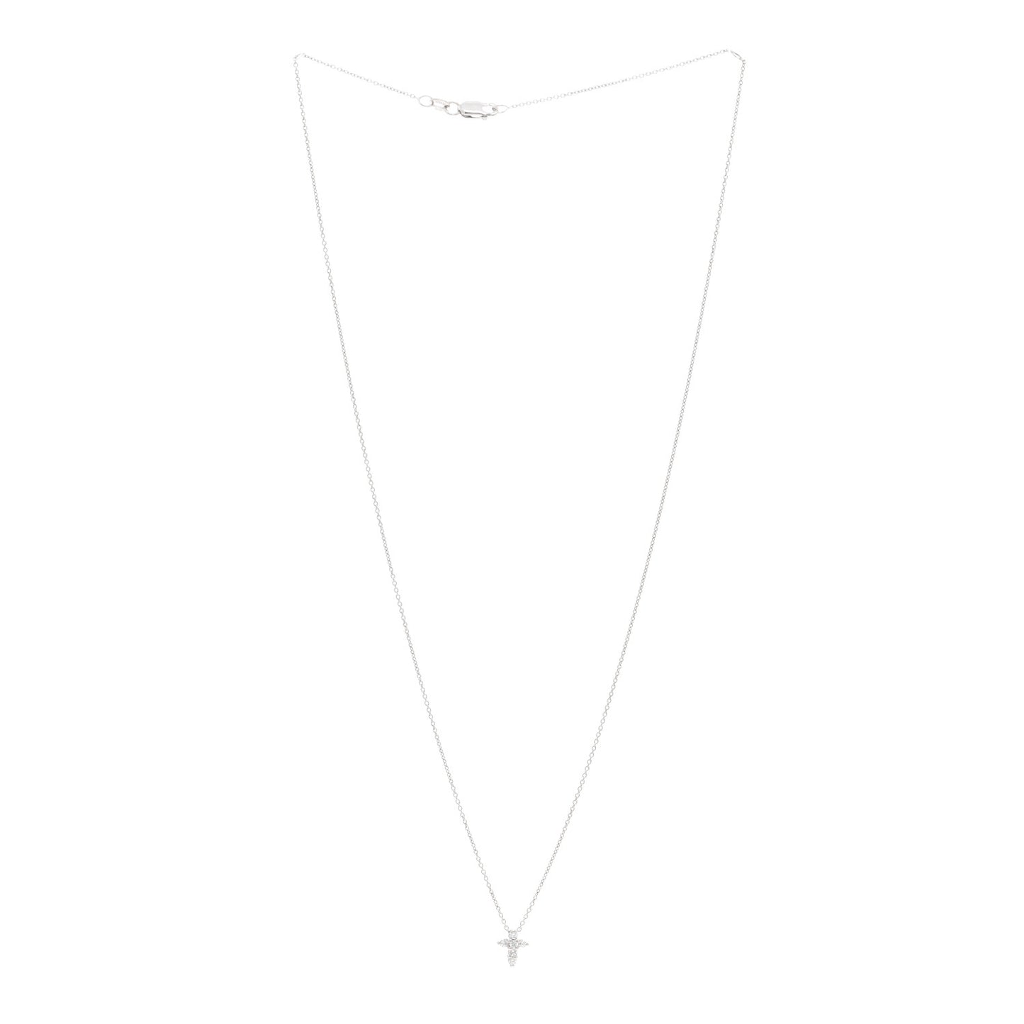 18K White Gold Diamond Tiny Treasures Baby Cross Pendant Necklace