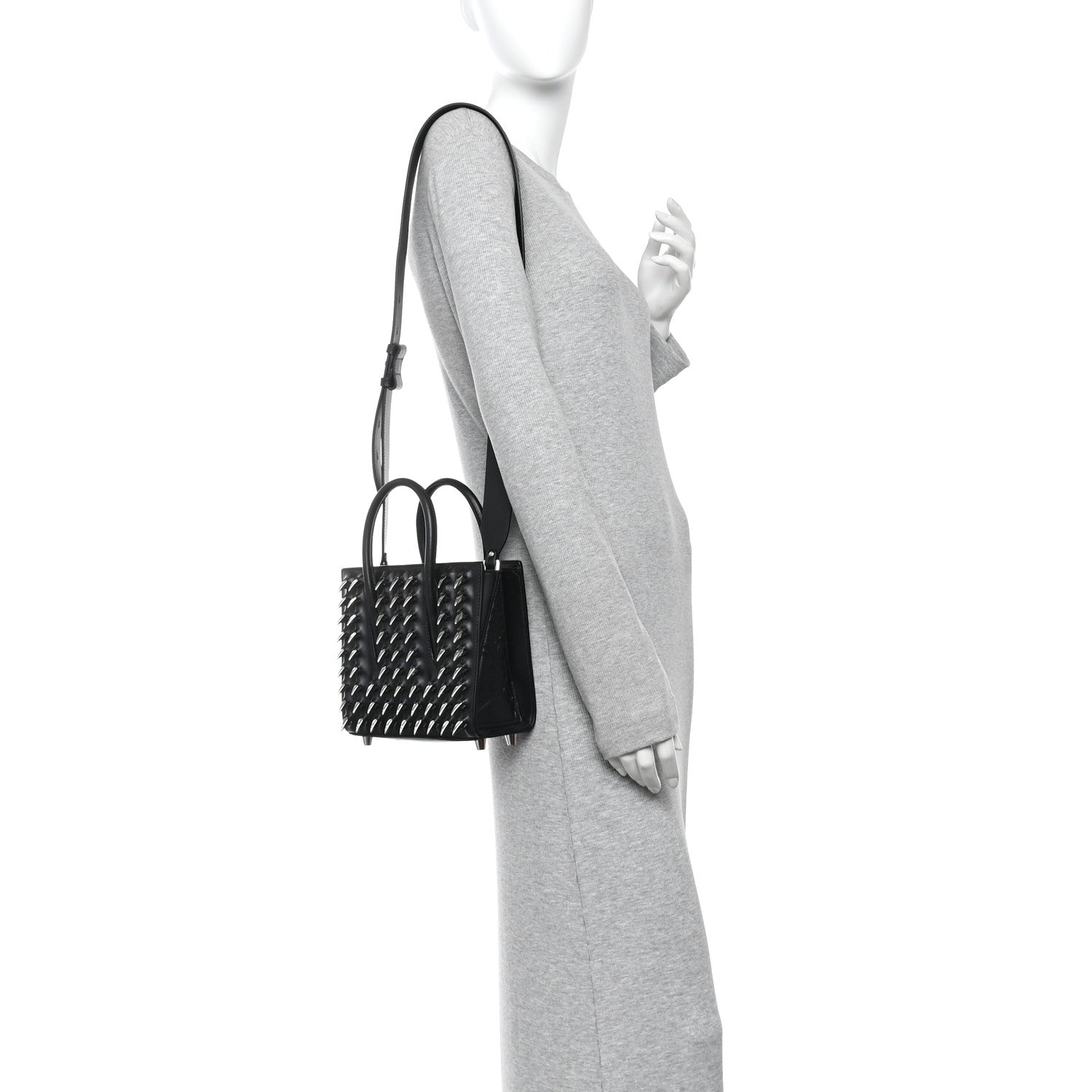 Christian Louboutin Calfskin Paris Spikes Claw Mini Paloma  Black Silver 2 of 11