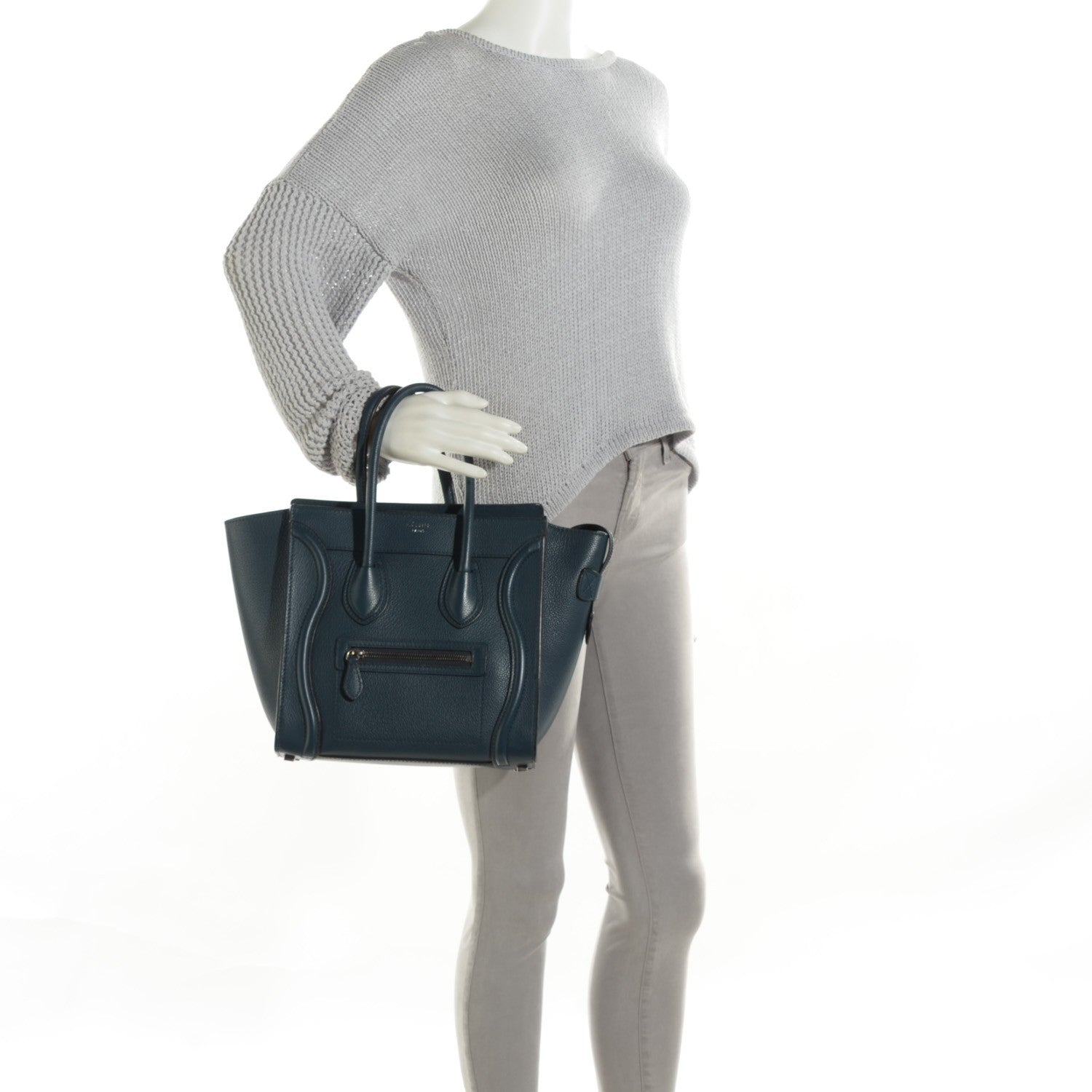 Celine Drummed Calfskin Micro Luggage Orage 2 of 8