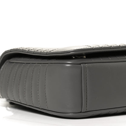 Prada Soft Calfskin Impunture Diagramme Flap Crossbody Bag Mercurio 8 of 13