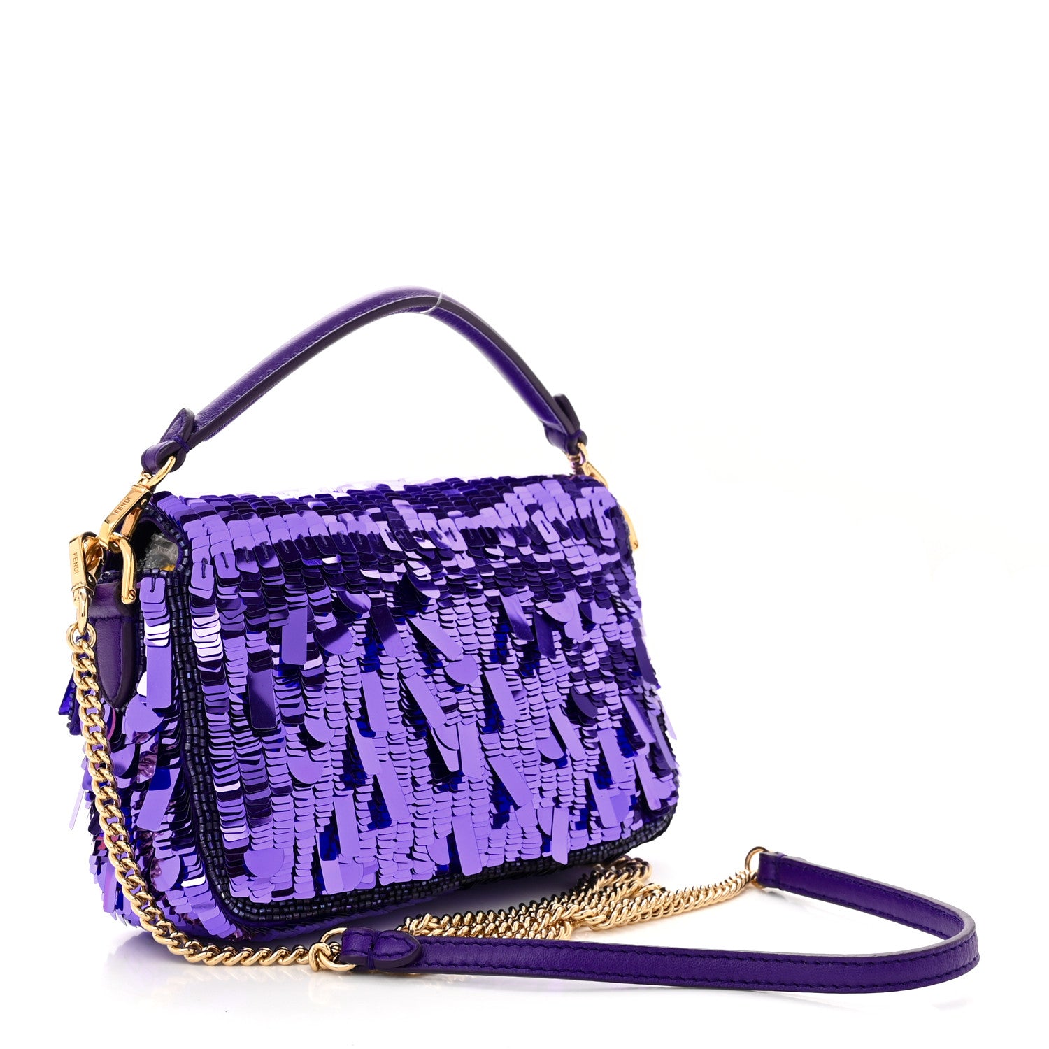 Fendi Sequin Paillettes Shiny Nappa Sex and the City Mini Baguette Viola Purple Rain 3 of 10