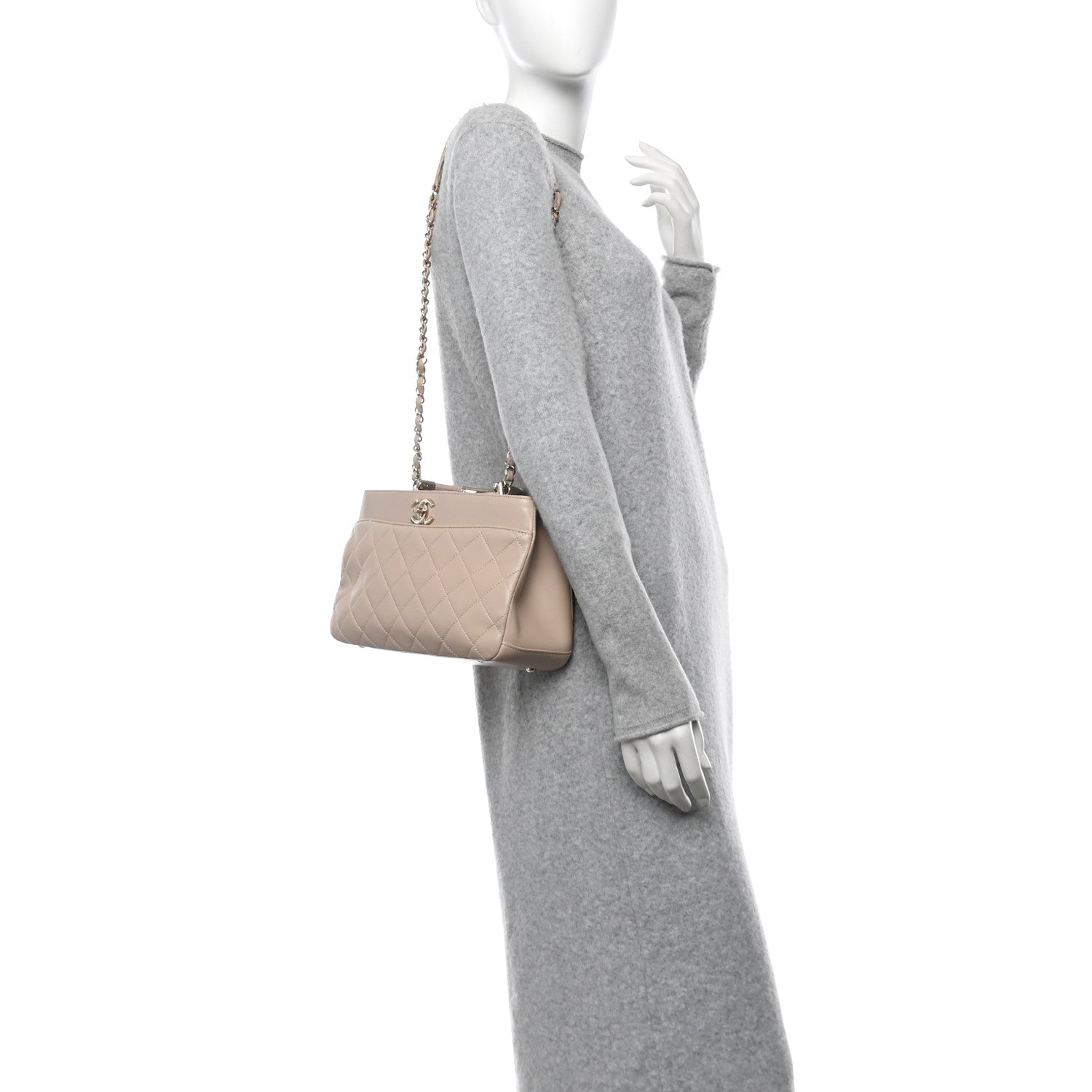 Chanel Lambskin Carry Chic Shopping Tote Beige 2 of 12