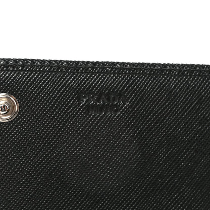 Prada Saffiano Triangle Logo Continental Flap Travel Wallet Black 6 of 8