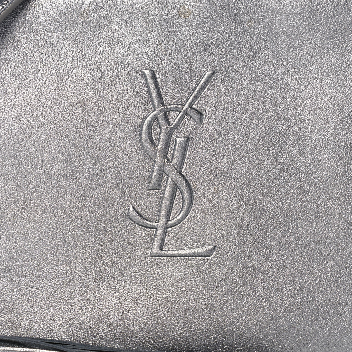 Metallic Calfskin Monogram Small Lou Camera Bag Silver