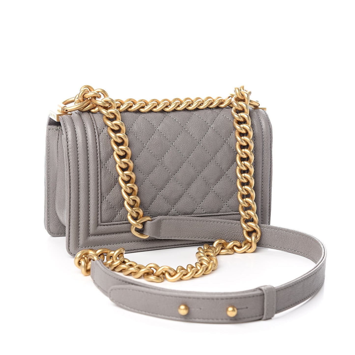 Caviar Quilted Small Boy Flap Grey