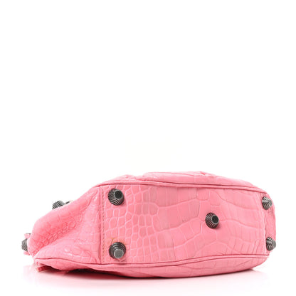 Balenciaga Extra Supple Calfskin Crocodile Embossed Small Le Cagole Shoulder Bag Sweet Pink 9 of 21