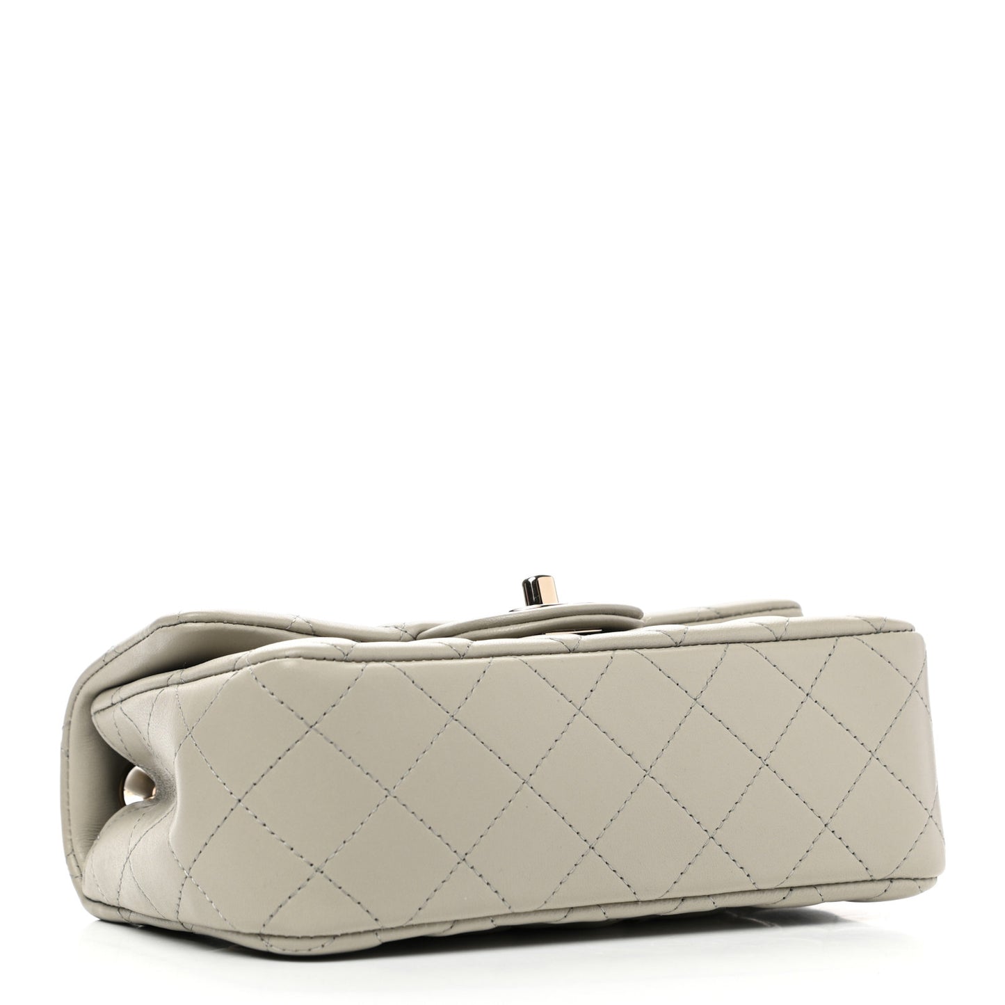Lambskin Quilted Mini Rectangular Flap Grey