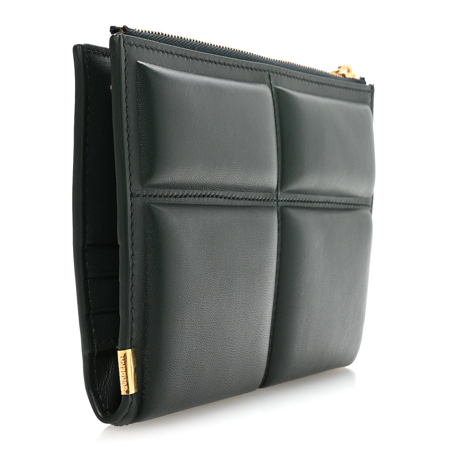 Calfskin B Cut Large Bi-Fold Puffy Wallet Vine